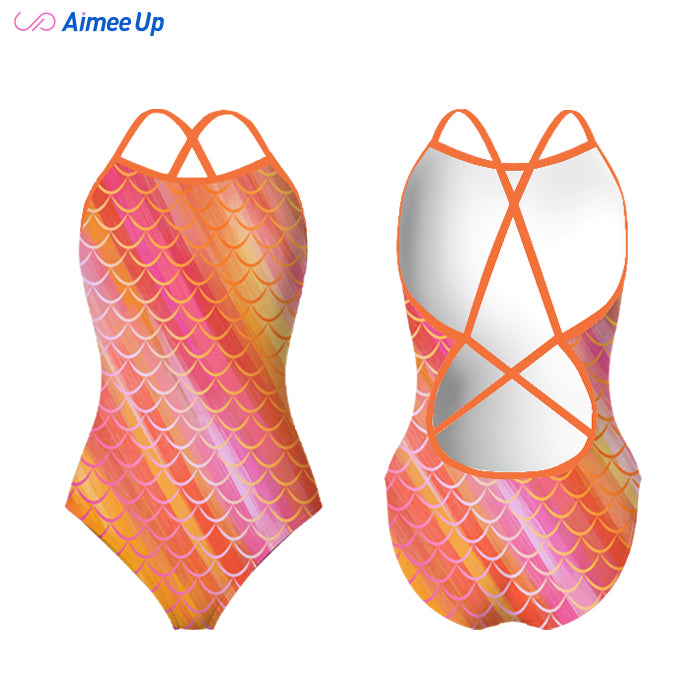 Children's training swimsuit-Mermaid-Orange