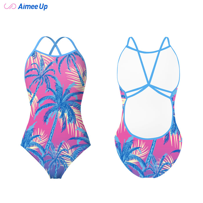 Coconut tree -Rose red blue