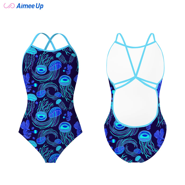 Children's training swimsuit-Blue jellyfish