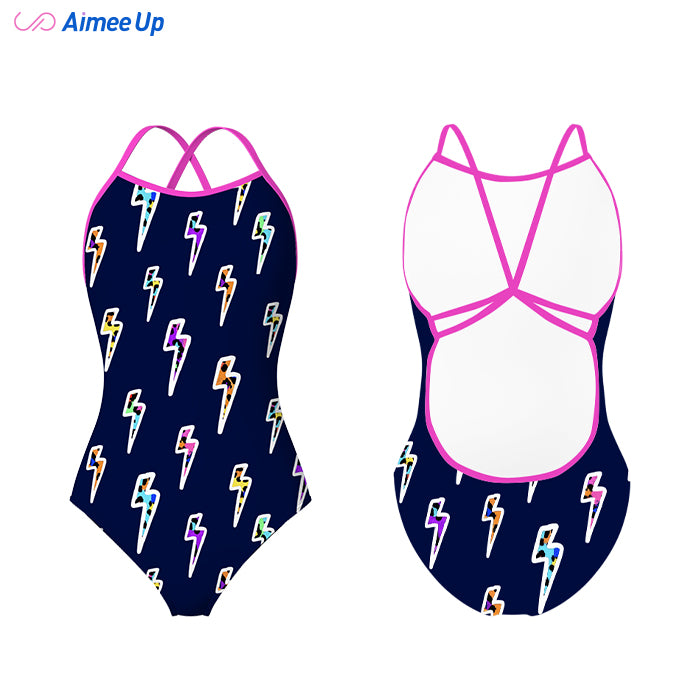 Children's training swimsuit-Leopard print lightning