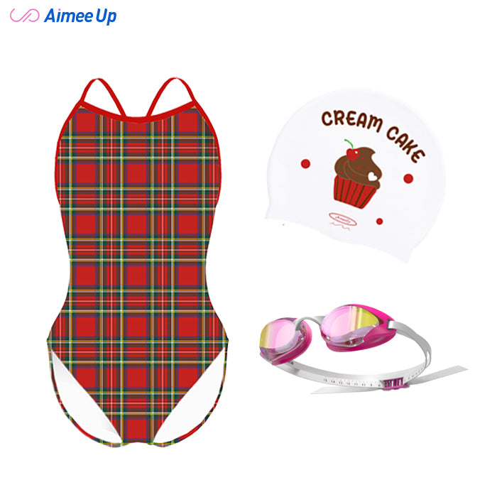Children's training swimsuit-Tartan-01