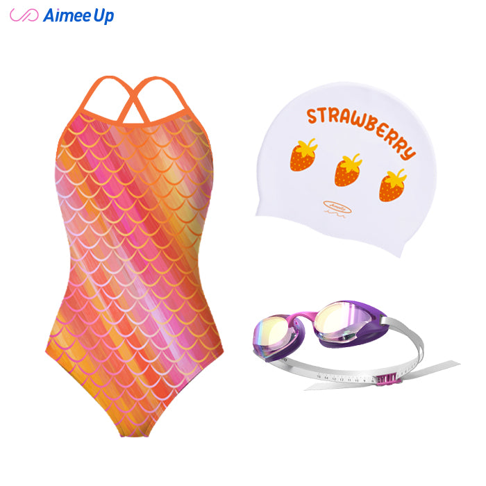Children's training swimsuit-Mermaid-Orange