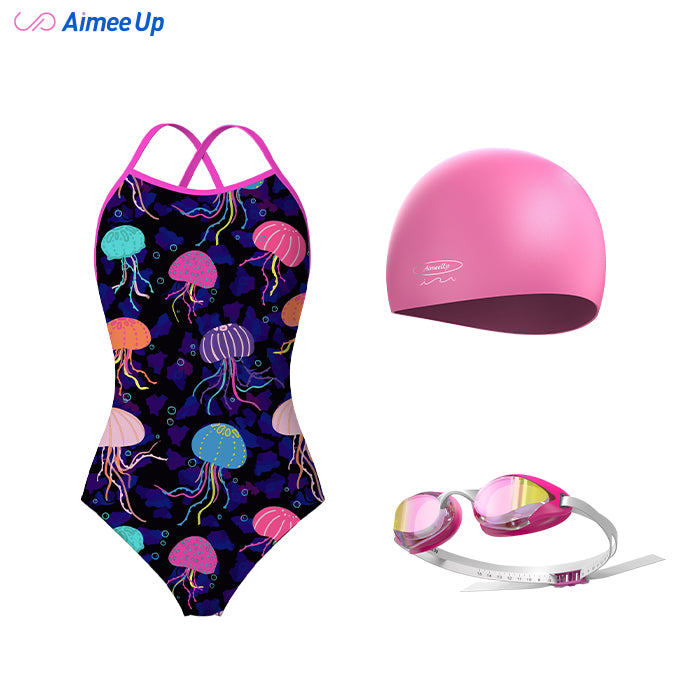 Children's training swimsuit-Colorful jellyfish
