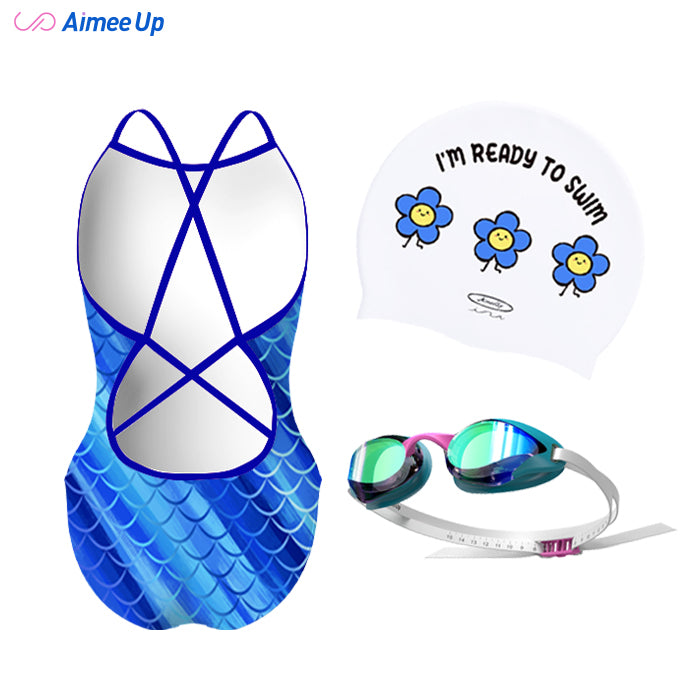 Children's training swimsuit-Mermaid-Blue