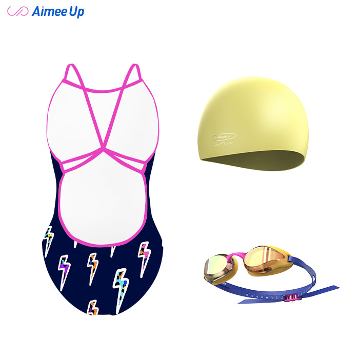 Children's training swimsuit-Leopard print lightning