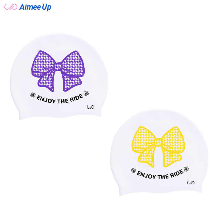 Swimming cap-Bowknot - houndstooth pattern