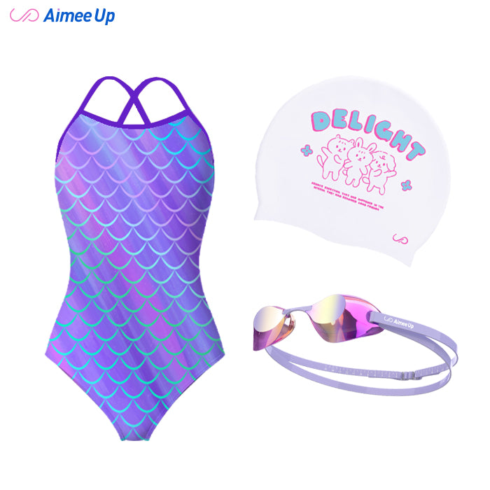 Children's training swimsuit-Mermaid-Purple