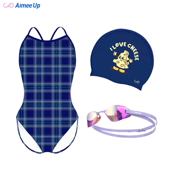 Children's training swimsuit-Tartan-02