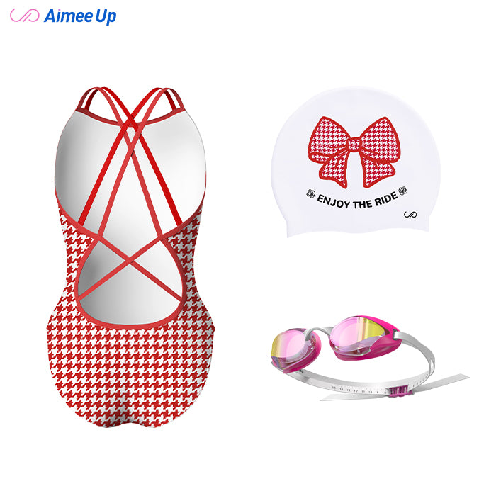 Children's training swimsuit-Houndstooth 2