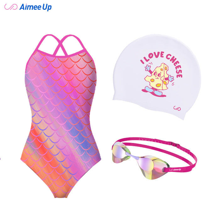 Children's training swimsuit-Mermaid-Pink
