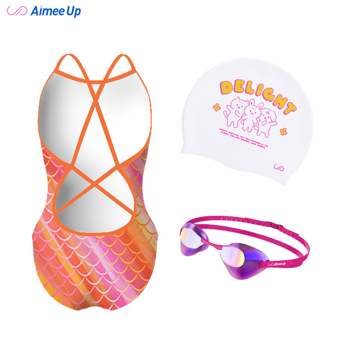 Children's training swimsuit-Mermaid-Orange