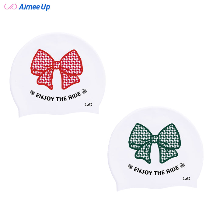 Swimming cap-Bowknot - houndstooth pattern
