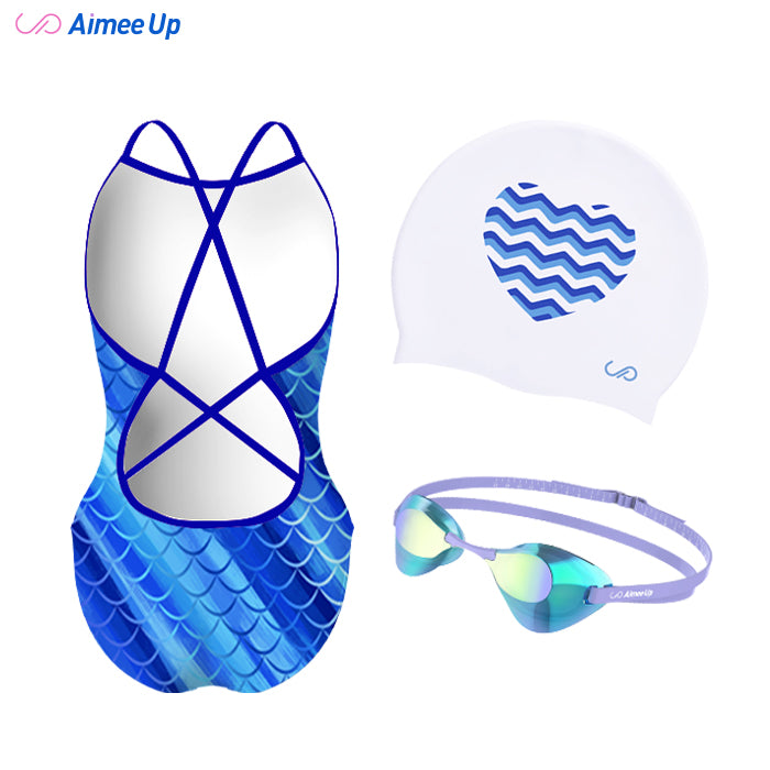 Children's training swimsuit-Mermaid-Blue