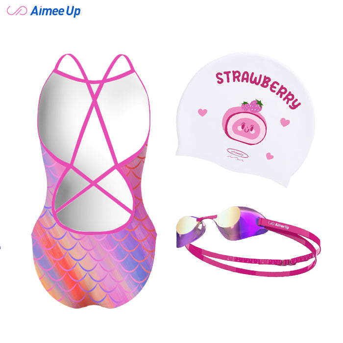 Children's training swimsuit-Mermaid-Pink