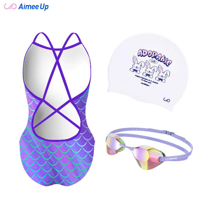 Children's training swimsuit-Mermaid-Purple