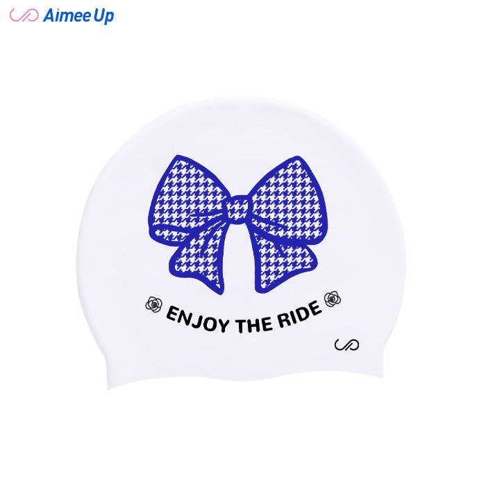 Swimming cap-Bowknot - houndstooth pattern