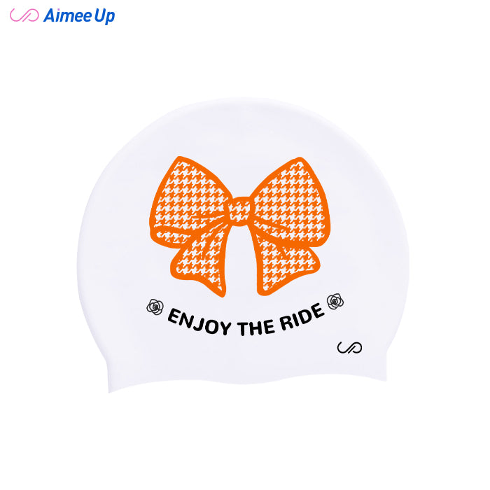 Swimming cap-Bowknot - houndstooth pattern