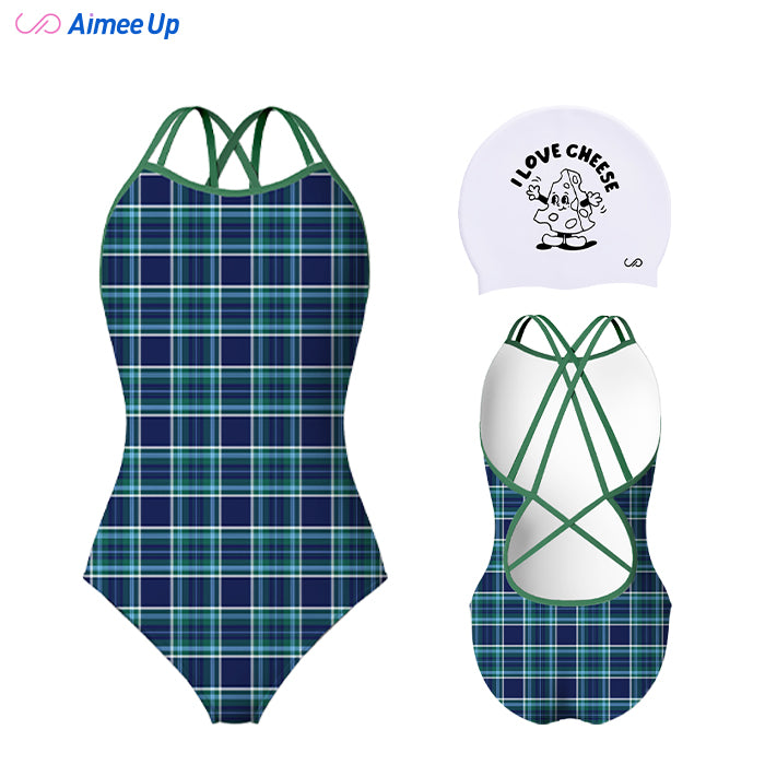 Children's training swimsuit-Tartan-12