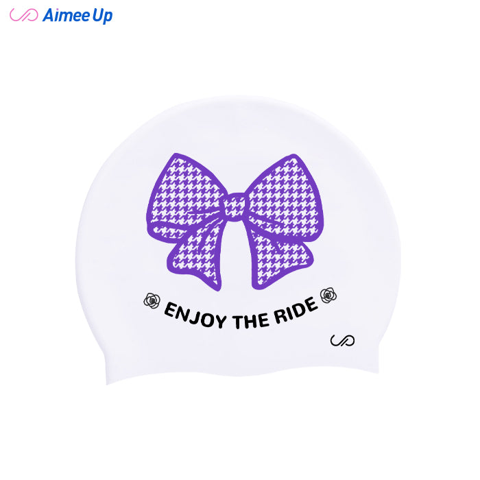 Swimming cap-Bowknot - houndstooth pattern