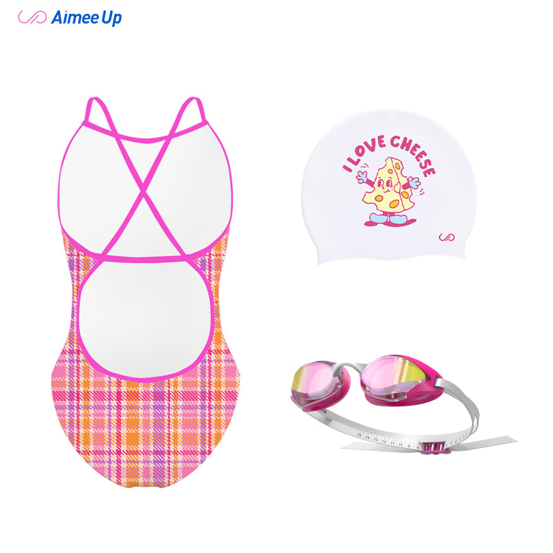 Children's training swimsuit-Tartan-03