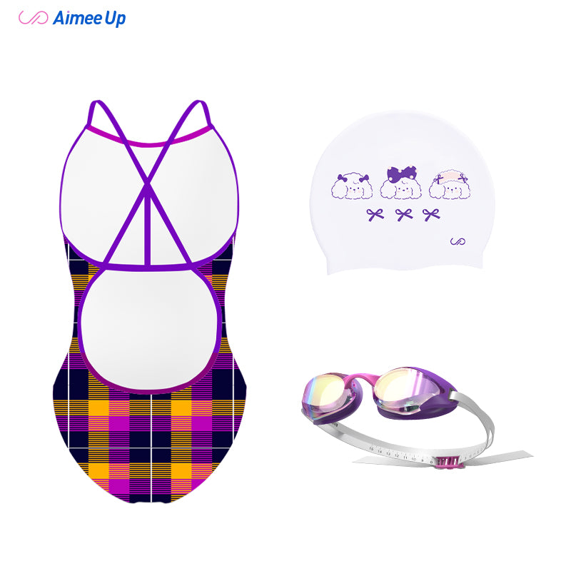 Children's training swimsuit-Tartan-03