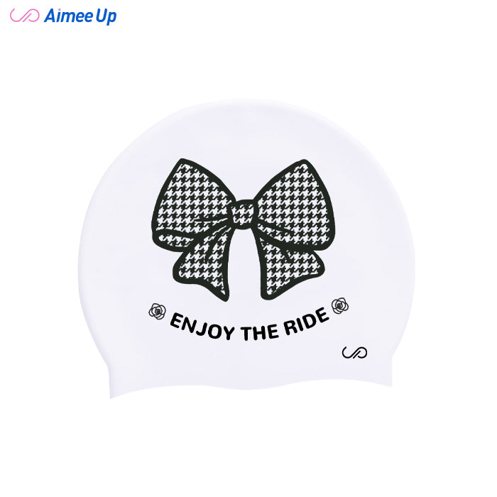 Swimming cap-Bowknot - houndstooth pattern