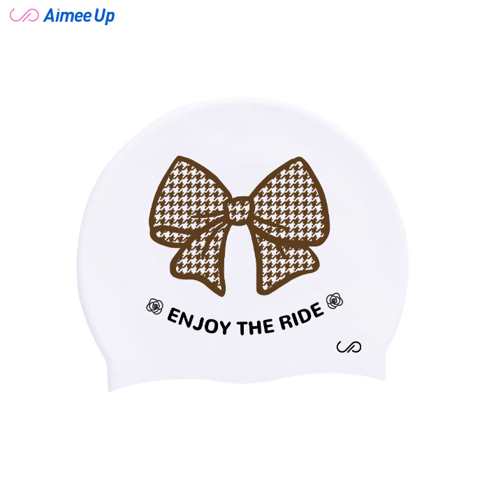 Swimming cap-Bowknot - houndstooth pattern