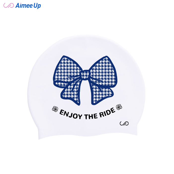 Swimming cap-Bowknot - houndstooth pattern