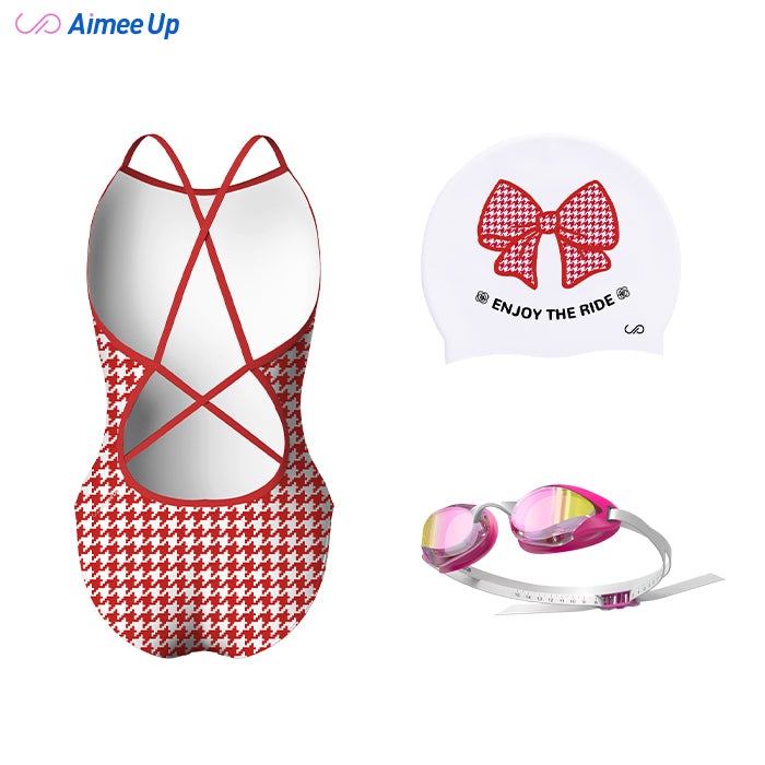 Children's training swimsuit-Houndstooth