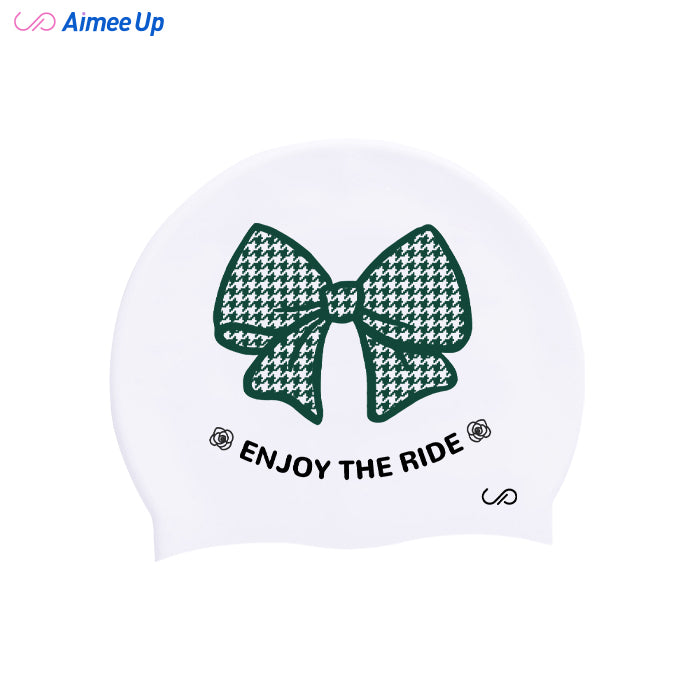 Swimming cap-Bowknot - houndstooth pattern