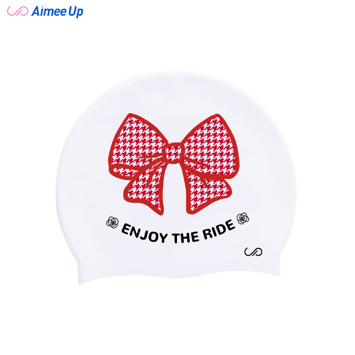 Swimming cap-Bowknot - houndstooth pattern