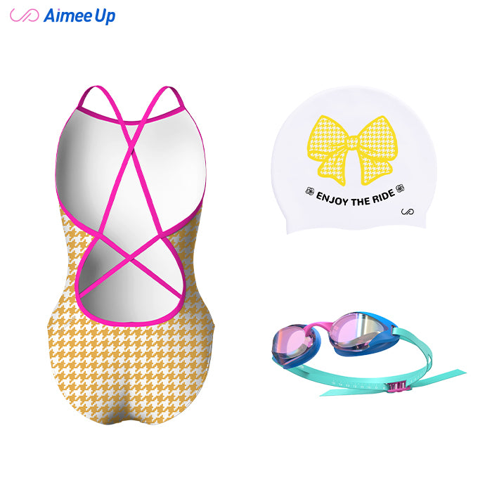 Children's training swimsuit-Houndstooth