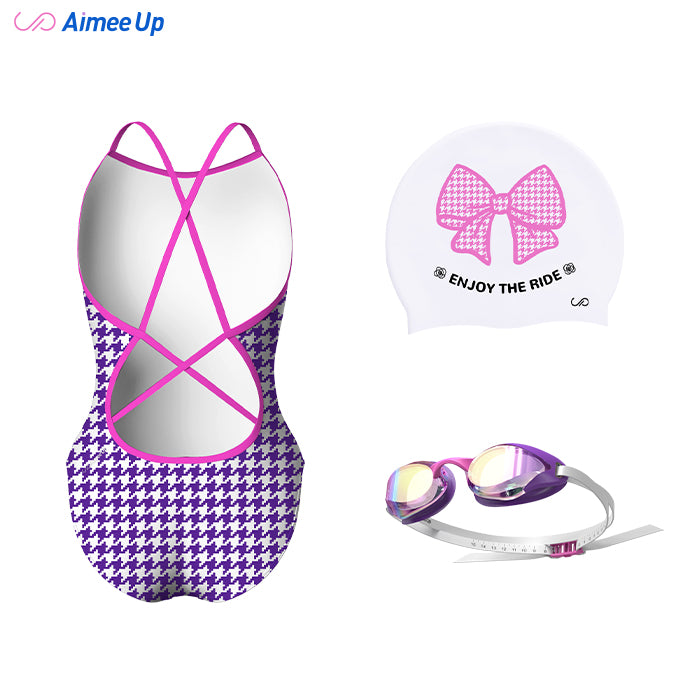 Children's training swimsuit-Houndstooth