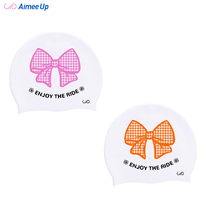 Swimming cap-Bowknot - houndstooth pattern