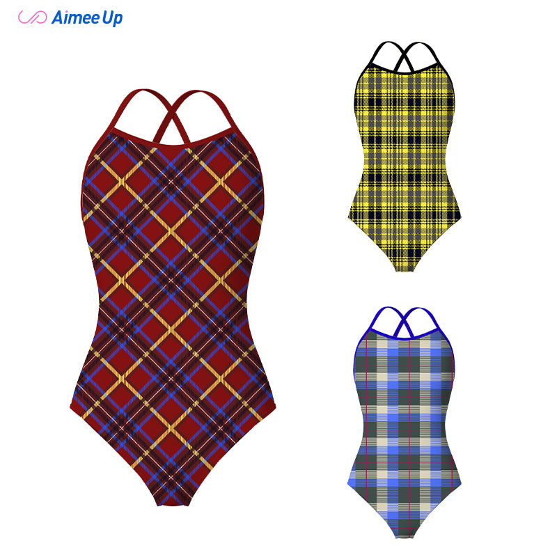 Children's training swimsuit-Tartan-07
